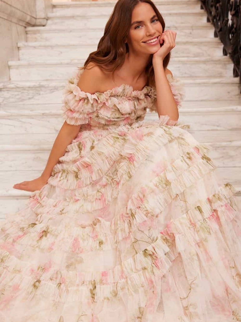 English Rose Lisette Off Shoulder Gown